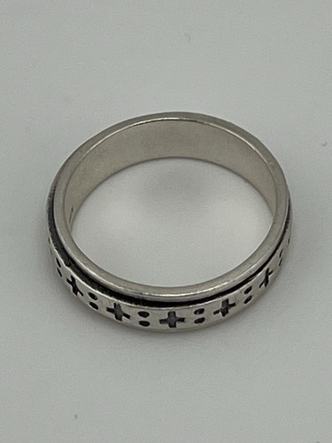 spinning sterling silver rings size 9 Cross Band - Picture 6 of 10