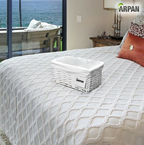 White Wicker Gift Hamper Storage Basket with White Cloth Lining 100% Recycalable - Picture 17 of 19