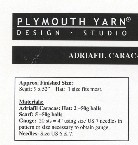 Plymouth Yarn Knitting Pattern 1453 Ladies Hat & Scarf Set - Picture 2 of 2