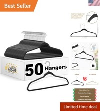Versatile 50 Pack Non-Velvet Plastic Hangers - Perfect for Clothes Organization