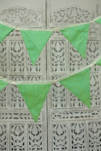 green Handmade Indian wedding Bunting Flags Garden 3 metres SKU18724 - Picture 4 of 6