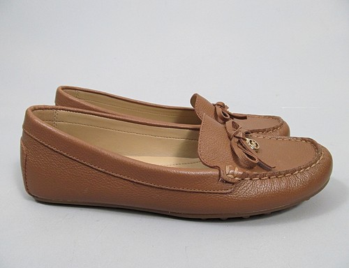 Michael Kors Everett Moc Womens 6.5 M Tumbled Leather Brown Slip On Loafers - Picture 2 of 11