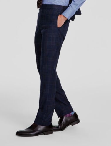 Tallia Men's Blue Plaid Slim-Fit Stretch Suit Separate Pants Size 36W 32L - Picture 2 of 5