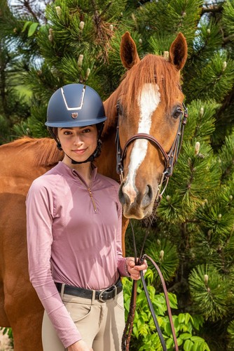 Tipperary Windsor MIPS WIDE BRIM Helmets - Navy Blue w/ Rose Gold Trim - Picture 8 of 10
