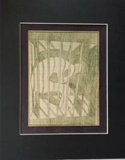 Victor Vasarely "Le Prisonnier" (The Prisoner) Matted Offset  Lithograph 1977 