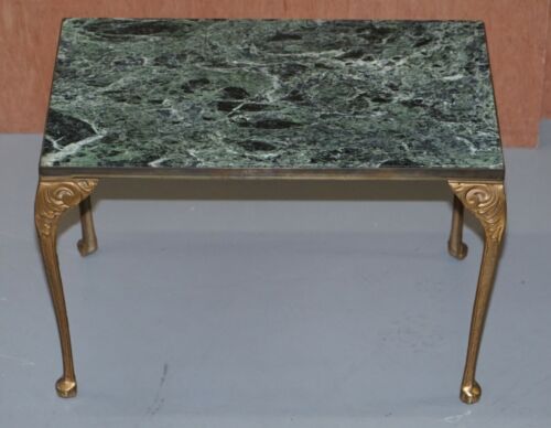 PAIR OF CIRCA 1900 GREEN MARBLE TOP OCCASION SIDE TABLES WITH BRONZED FRAMES - Picture 3 of 12