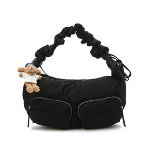 HAZZYS ★ Nylon Puppy Logo Nylon Tote and Shoulder Bag M HAZZYS] WOMEN BLACK NYLON PUPPY LOGO MINI TOTE & CROSS BAG
