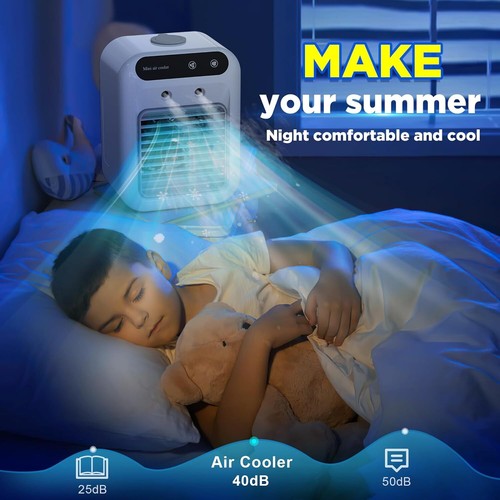 Portable Air Cooler Fan LCD Mini AC Air Conditioner Personal Cooling Humidifier - Picture 6 of 8