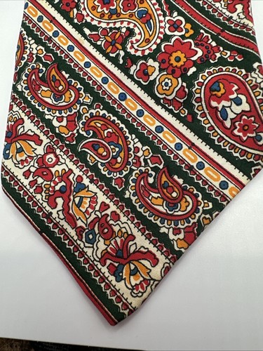 Lord & Taylor Men’s Necktie Red Orange Green Paisley - Picture 6 of 19