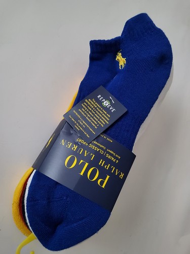 Polo Ralph Lauren 6-pair classic sport socks 6pk low cut socks White Green Blue - Picture 13 of 19
