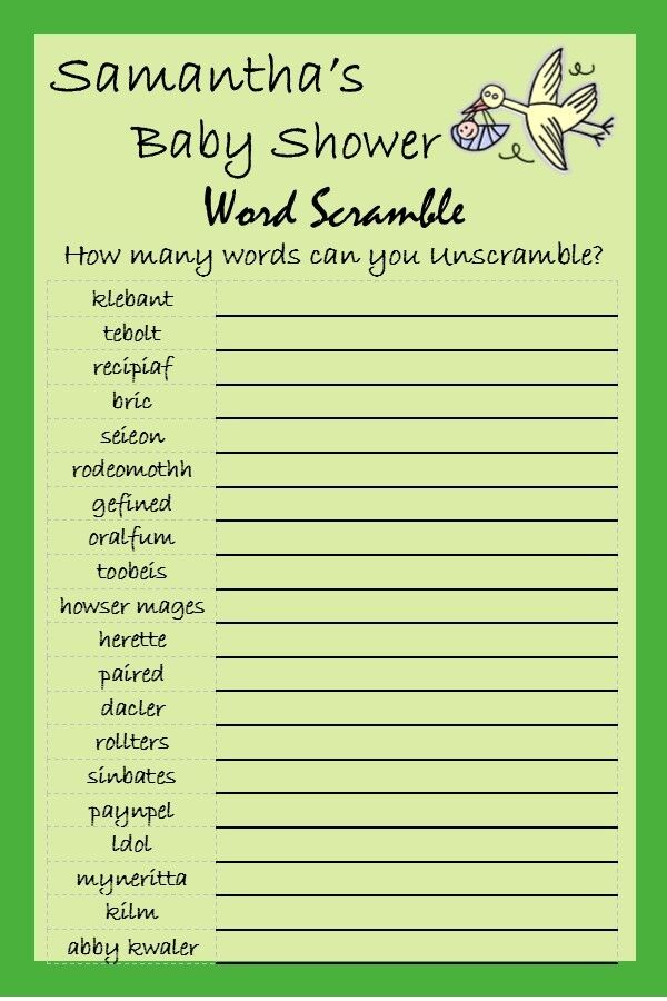 12 Personalized - Unscramble The Word - Baby Shower Game - Dr. Seuss-Party  Games