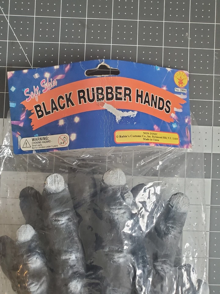 Guantes Disfraz Gorila Manos Gorila Goma Negros Adulto Por Rubíes Piel Suave Nuevos De Colección  Foto 2 de 4