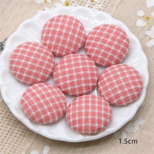 Grid Fabric Covered Round Buttons Mix Color Flatback Home Garden Scrapbook Craft - Picture 20 of 23