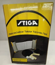 Brand New  STIGA Retractable Table Tennis Net, 3 Ping Pong Balls, 2 Paddles