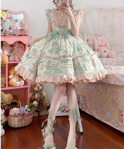 Sweet Mori Girl Lolita Dress Bow Ruffle Party Dresses Japanese Cute Cosplay - Picture 16 of 23
