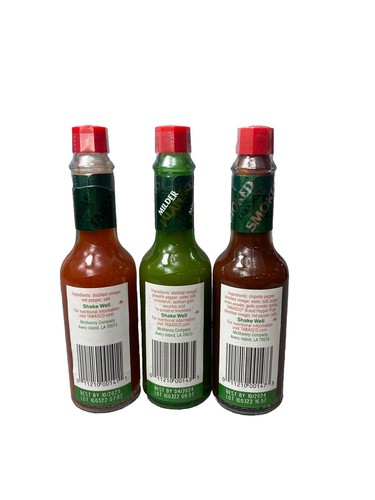 Tabasco Sauce 3 Flavor Pack Original Green Pepper Chipotle Gift Louisiana - Picture 2 of 9