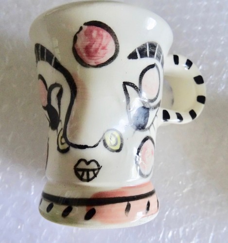 tAY FUNKY FACE MUGS ARTISAN ART POTTERY CUPS SM MED SIGNED OOAK VINTAGE neocurio - Picture 7 of 10