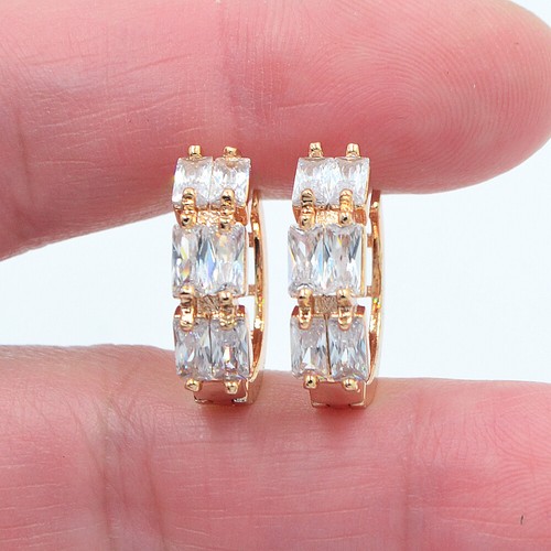 18K Yellow Gold Filled Fashion Blue Mystic Topaz Huggie Earrings Jewelry - Picture 23 of 24