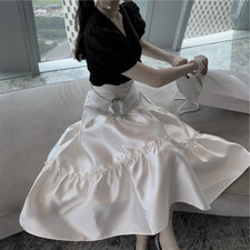 Women Big Swing Solid Skirt Plain Evening Cocktail Dancing Elegant Fairy Sweet