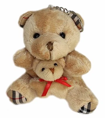 LUCORE HOME Mother Teddy Bear w/ Baby Cub Plush Stuffed Animal Keychain - Hanging Toy Doll