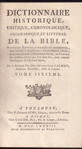 La BIBLE Dictionnaire Chronologie Géographie d'Augustin CALMET 6T Complets 1783 - Picture 10 of 12
