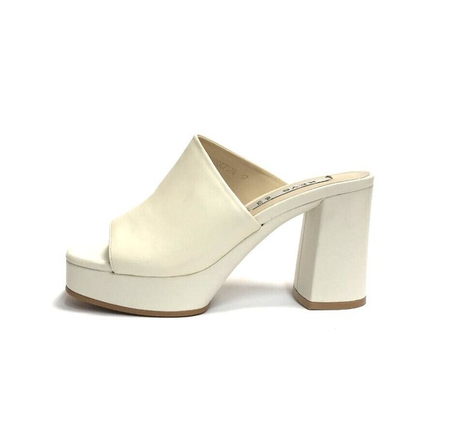 KEYS SCARPE DONNA SANDALI SABOT CON TACCO ALTO LARGO 8100 PANNA PELLE KEYS SCARPE DONNA SANDALI SABOT CON TACCO ALTO LARGO 8100 PANNA PELLE