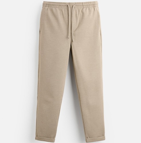 Zara Easy Care Jogger Waist Pants Men’s Size XL Taupe Textured Pull On NWOT - Picture 3 of 14
