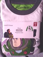 DISNEY PIXAR BUZZ LIGHTYEAR BOYS SIZE 8 PAJAMAS FLANNEL 2-PIECE SET PJ'S NEW