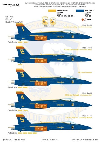 Máscara y calcomanías de separación de color D48039 1/48 F/A-18E Blue Angels para Meng LS-012 - Imagen 5 de 7