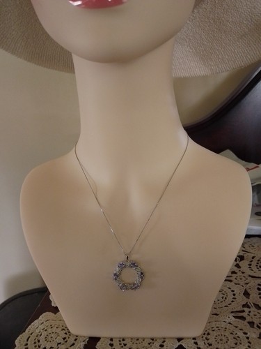 IOLITE AND DIAMONDS PENDANT 14CT WHITE GOLD OVER STERLING SILVER 925 GIFT - Picture 9 of 13