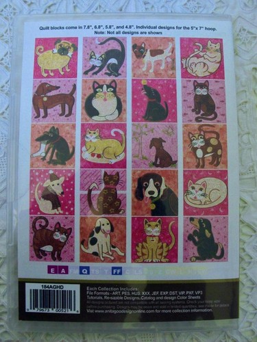NEW Anita Goodesign DOGS & CATS Quilting Collection Machine Embroidery Designs - Picture 5 of 8