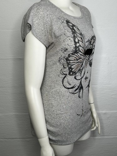 Libian Ladies Ruched Top Graphic Front Butterfly Woman Fashion Theme Gray Large - Picture 18 of 18