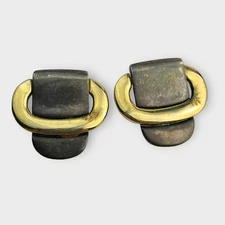 VTG Silver Tone Gold Tone Mixed Metal Faux Loop Buckle Metal Shoe Clips Patina