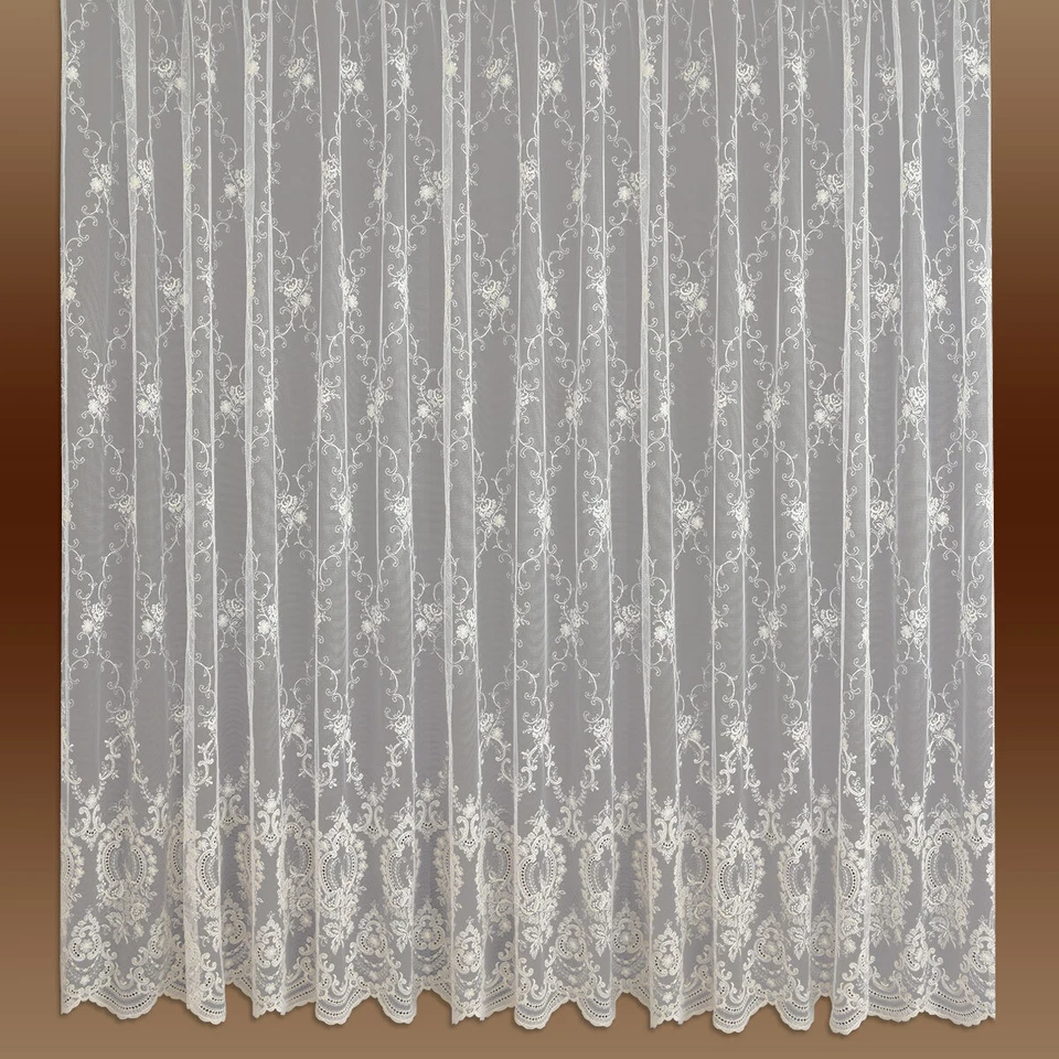 Edler Florentiner-Store Frederika Ecru hochwertige Florentiner Tüllstickerei - Bild 2 von 4