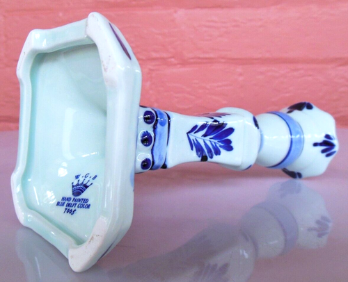 WGB Blue Delft Porcelain Hand Painted 6" Taper Candle Holder #7005 - Picture 4 of 9