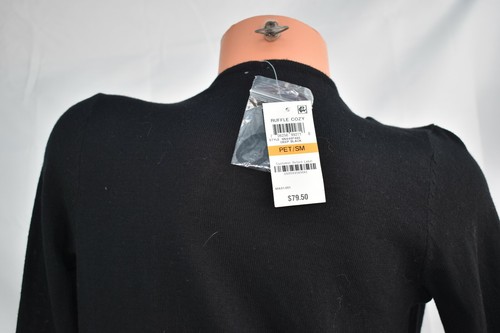 INC PETITE (S) Sweater Wrap RUFFLE COZY Cowl Neck DEEP BLACK Snaps   MSRP $79.50 - Picture 10 of 12