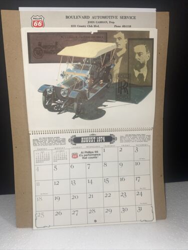 Calendario Vintage Phillips 66 1974 Blvd Automotive Service John Gabrian Stockton, Cal - Foto 10 di 14
