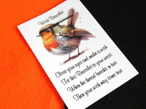 Robin Wish Bracelet Family & Friendship Robin Gift Card Personalise Remembrance - Picture 5 of 6