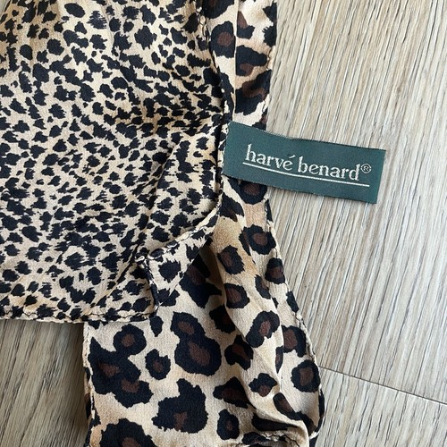 💋👢Vintage 2000s Harve Bernard leopardo cebra seda bufanda ascot faja - Imagen 10 de 10