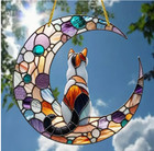 calico Cat suncatcher moon window ornament 2D Flat ACRYLIC 8 inch NFREE Shipping