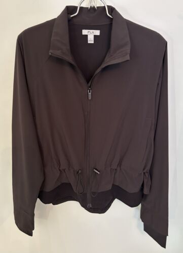 FLX Womens Size L Convertible Active Cinch Peplum Jacket Full Zip Black - Picture 2 of 12