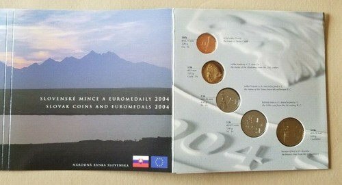 SLOVAKIA ORIGINAL COIN SET 2004 AND EURO PROBE IN ONE MINT SET NICE FOLDER RARE - Picture 5 of 12