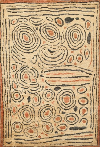 Abstract Contemporary Oriental Area Rug Hand-knotted Beige Carpet Home Decor 6x9 - Picture 1 of 12