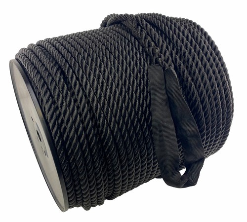 16mm Black 3st Nylon Rope x 65m Anchor Rope On A Reel C/W 6" Protected Soft Eye - Picture 2 of 6
