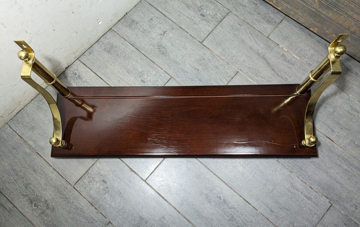 Vintage Bombay Company Mahogany & Brass Train Floating Wall Vintage Bombay Company Mahogany & Brass Train Floating Wall