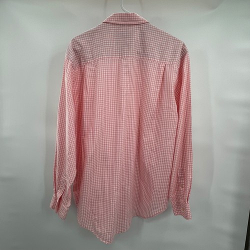 Austin Reed Button Down Long Sleeve White Pink Check Mens Size Large - 第 3/6 張圖片