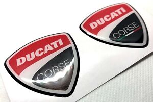 2 Pcs Ducati Corse Logo 3d Domed Stickers 48x50 Mm Ebay