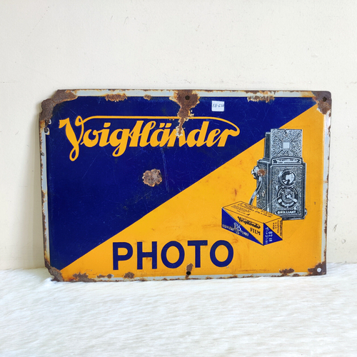 Antique Voigtlander Film Photo Advertising Brilliant Camera Enamel Sign EB638 - Picture 5 of 6