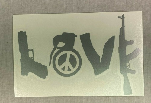 Love is Diverse Handgun Grenade Knife AK-47 Vinyl Decal Sticker 6.75" x 2.25" - Bild 10 von 13