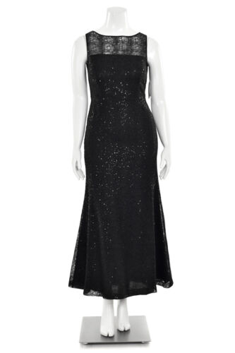 *SPARKLY!* NWT St. John Evening Sheer Black Sequin Metallic Knit Evening Gown 4 - Picture 2 of 11